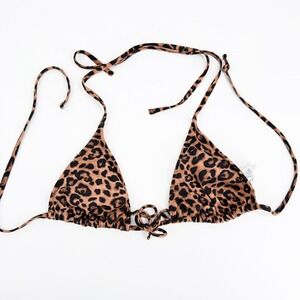 Wild Fable Leopard Print Triangle Bikini Top Women's Size M Adjustable Tie Swim